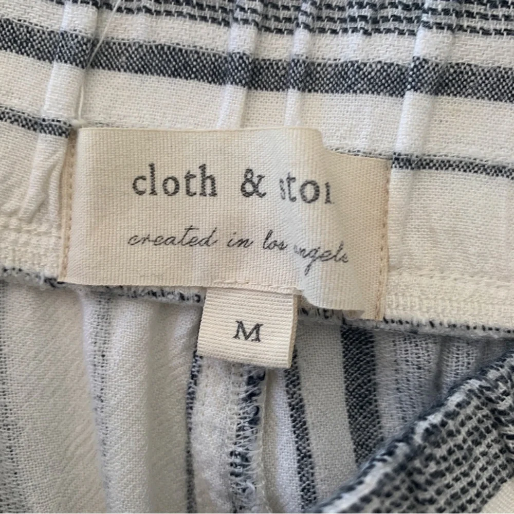 Cloth & Stone Striped Linen Blend Cropped Pants Medium Nautical Summer